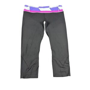 Lululemon Pants Womens 6 Black Pink Groove Capri Cropped Yoga Activewear Gym
